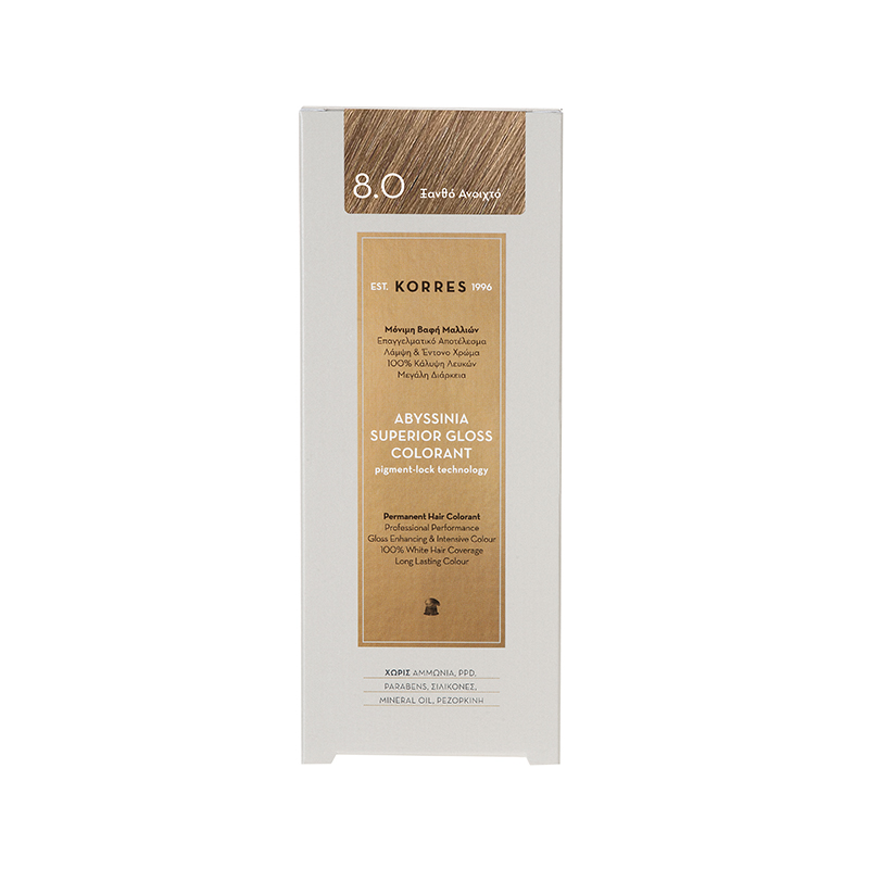 Korres Abyssinia Superior Gloss Colorant Βαφή Μαλλιών 8,0 Ξανθό Ανοιχτό