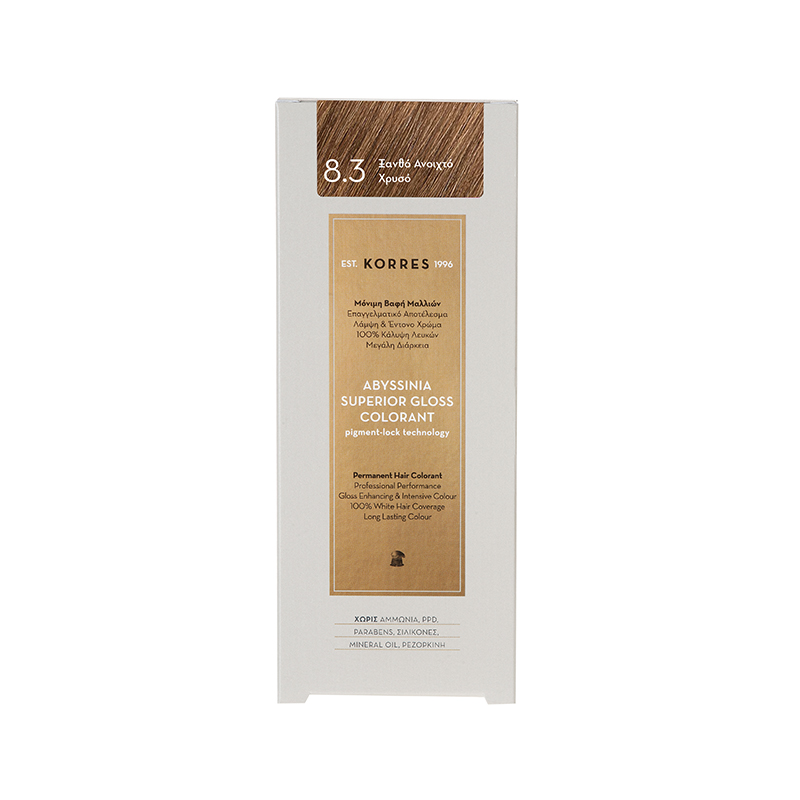 Korres Abyssinia Superior Gloss Colorant Βαφή Μαλλιών 8,3 Ξανθό Ανοιχτό Χρυσό