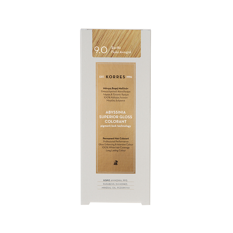 Korres Abyssinia Superior Gloss Colorant Βαφή Μαλλιών 9,0 Ξανθό Πολύ Ανοιχτό