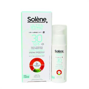Solene Ultra Satin Αντηλιακή Κρέμα Προσώπου για Ξηρές Επιδερμίδες SPF30 50ml