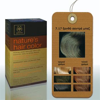 Apivita Nature's Hair Color Μόνιμη Βαφή Μαλλιών 7.17 Ξανθό Σαντρέ Μπέζ