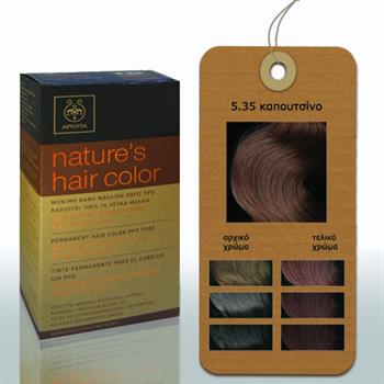 Apivita Nature's Hair Color Μόνιμη Βαφή Μαλλιών 5.35 Καπουτσίνο