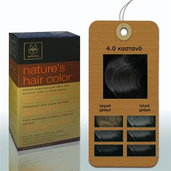 Apivita Nature's Hair Color Μόνιμη Βαφή Μαλλιών 4.0 Καστανό