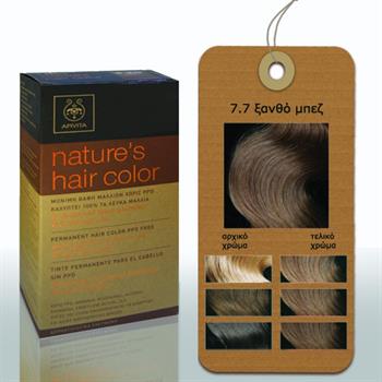 Apivita Nature's Hair Color Μόνιμη Βαφή Μαλλιών 7.7 Ξανθό Μπέζ