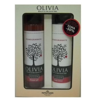Olivia Fusion Body Gift Set Pomegranate| Αφρόλουτρο-Γαλάκτωμα 2 X 300Ml.