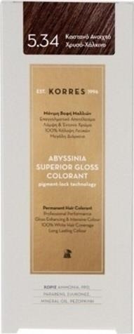 Korres Abyssinia Superior Gloss Colorant Βαφή Μαλλιών 5,34 Καστανο ανοιχτο χρυσο χαλκινο