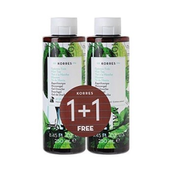 Korres Mint Tea Shower Gel Αφρόλουτρο Πράσινο Τσάι 1+1 ΔΩΡΟ, 2 x 250ml