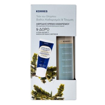 Korres Promo Αφρώδης Κρέμα Καθαρισμού Τσαϊ του Ολύμπου 200ml & ΔΩΡΟ Μάσκα Greek Yoghurt Hydra-Biome 20ml