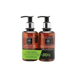 Apivita Purifying Gel 200ml & Lotion Oily/Combination Skin Propolis & Lime 200ml