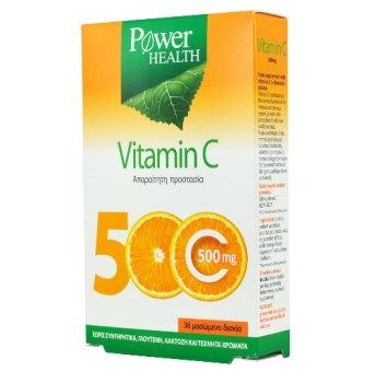 Power Health Vitamin C 500mg, Ανοσοποιητικό & Ενέργεια, 36 Μασώμενα Δισκία