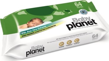 Baby Planet Μωρομάντηλα Aloe vera 64τμχ