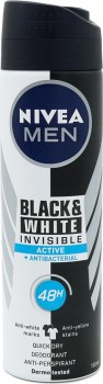 Nivea Deo Black & White Invisible Active Spray Ανδρικό 150ml