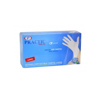 PRACTIC Ιατρικά Εξεταστικά Γάντια Large LATEX 100τμχ