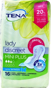 Tena Lady Discreet Mini Plus Wings ( 16τμχ )