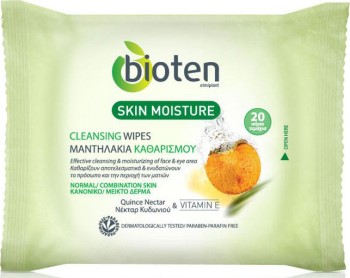 Bioten Skin Moisture Μαντηλάκια Καθαρισμού Για Κανονικό/Μεικτό Δέρμα 20 Τεμάχια