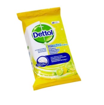 Dettol Power & Fresh Advance Lemon & Lime Απολυμαντικό 40 μαντηλάκια
