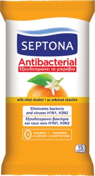 Septona Antibacterial Wipes Green Orange 15 pcs