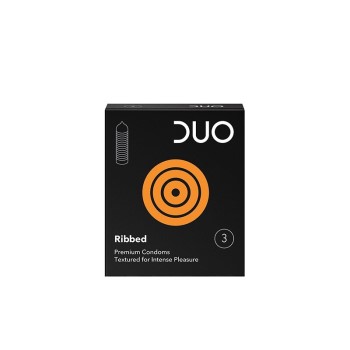 DUO Προφυλακτικά Ribbed με ραβδώσεις 3τμχ