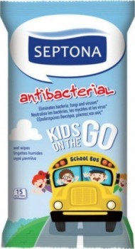Septona Antibacterial wipes for  Kids On Go 15τμχ