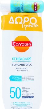 Carroten Sensicare Suncare Milk SPF50 200ml & Lip Care