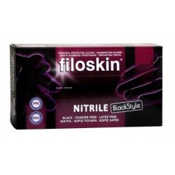 Γάντια Νιτριλίου Μαύρα Χωρίς πούδρα Nitrile Black FILOSKIN x100 XLarge