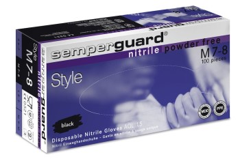 Γάντια Νιτριλίου Μαύρα Χωρίς πούδρα Nitrile Black SEMPERGUARD x100  Medium