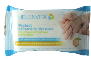 Helenvita Antibacterial Wipes 15τμχ