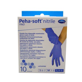 Hartmann Peha Soft Nitrile Fino – Μπλε Γάντια Νιτριλίου L (8-9) 10 Τεμάχια
