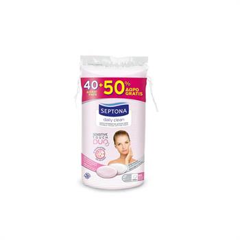 Septona Daily Clean Sensitive Touch Duo Cotton Pads - Οβάλ Δίσκοι Ντεμακιγιάζ (40 + 50% Δώρο)