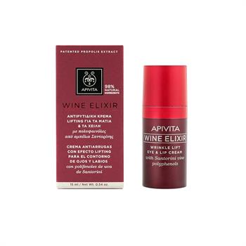 Apivita Wine Elixir Lifting Eye & Lip Cream Αντιρυτιδική Κρέμα Lifting Για Μάτια & Χείλη Με Πολυφαινόλες Από Αμπέλια Σαντορίνης 15ml