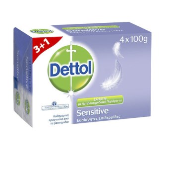 Dettol Sensitive Antibacterial Soap 4 x 100gr