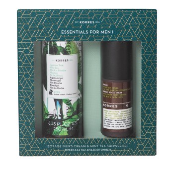 Korres Promo Men's Cream Borage Ενυδατική Κρέμα για την Ανδρική Επιδερμίδα 50ml & Πράσινο Τσάι Αφρόλουτρο 250ml