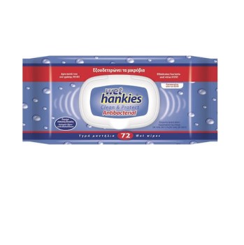 Mega Disposables Wet Hankies Clean & Protect Antibacterial 72τμχ