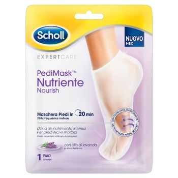 Scholl PediMask Nutriente Nourish Μάσκα Ποδιών Με Έλαιο Λεβάντας, 1 ζευγάρι