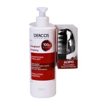 Vichy Dercos Energisant Δυναμωτικό Σαμπουάν 400ml & Δώρο μια Βούρτσα Μαλλιών