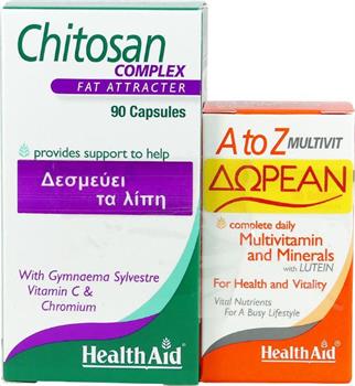 Health Aid Chitosan 90 κάψουλες + A to Z Multivit 30 ταμπλέτες 90 κάψουλες