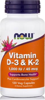 Now Foods Vitamin D-3 & K-2 120 φυτικές κάψουλες