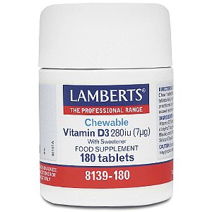 Lamberts Vitamin D3 280iu 7mg Μασώμενη Μορφή 180 Ταμπλετες