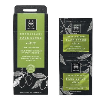 Apivita Express Beauty Scrub Προσώπου με Ελιά για Βαθιά Απολέπιση 2x8ml