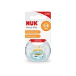 Nuk Happy Kids Ορθοδοντική Πιπίλα Καουτσούκ, από 0-6m 1τεμάχιο