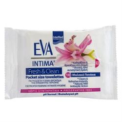 Eva Intima Fresh & Clean Pocket Size Towelettes, Πανάκια Καθαρισμού Ευαίσθητης Περιοχής 10Τμχ