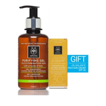 Apivita Cleansing Gel Promo Καθαρισμού για Λιπαρές/Μεικτές 200ml & ΔΩΡΟ Suncare Oil Balance SPF30 15ml