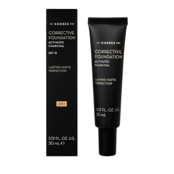 Korres Corrective Foundation Spf 15 / Acf3 με Ενεργό Άνθρακα- Διορθωτικο Make Up Για Μετριες Ατελειες 30ml