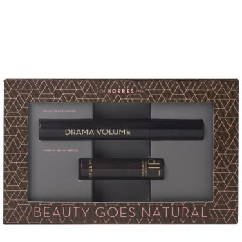 Korres Promo Volcanic Minerals Drama Volume Mascara 01 Black 11ml & Morello Creamy Lipstick 23 Natural Purple 3.5gr