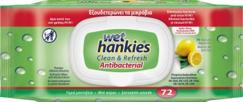 Αντιβακτηριδιακά μαντήλια Wet Hankies Lemon Fresh 72τεμ