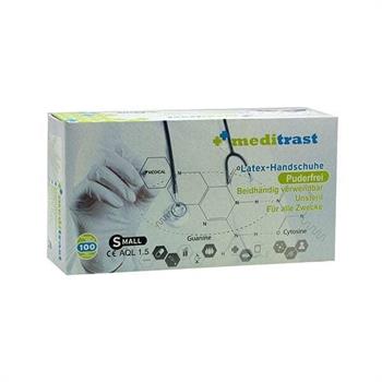 Γάντια SMALL Latex με πούδρα μιας χρήσης Meditrast 100τεμ.