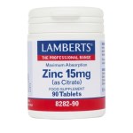 Lamberts Zinc Citrate 15mg Συμπλήρωμα Ψευδάργυρου, 90 tabs
