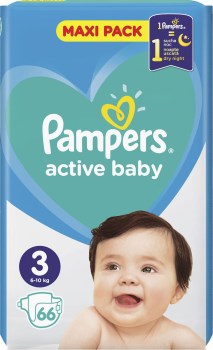 Pampers Active Baby No 3 (6-10kg) Maxi Pack 66τμχ