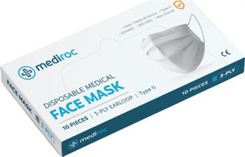 Mediroc Disposable Medical Face Mask Type II 3-ply Earloop 10τμχ