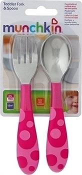 Munchkin Toddler Fork & Spoon Παιδικό Σετ Φαγητού Πιρούνι & Κουτάλι Ροζ 12m+ 2τμχ